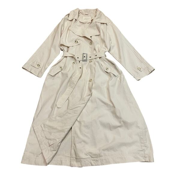 Stradivarius L Oversized Trench Coat | Ecru, Brushed Cotton Fall Capsule, NWOT - Picture 3 of 9